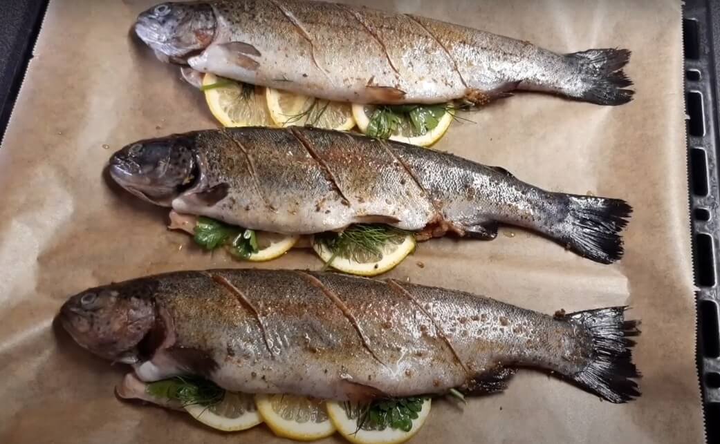 Baked Trout recipe place on the sheet