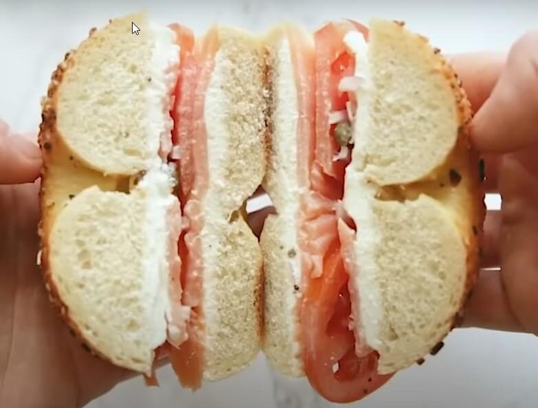 Bagels with cream cheese serve